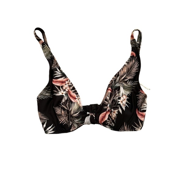 Seafolly Women's Ocean Alley F Cup Halter Bikini Top Swimsuit Size 4 Black NWOT - Picture 2 of 9